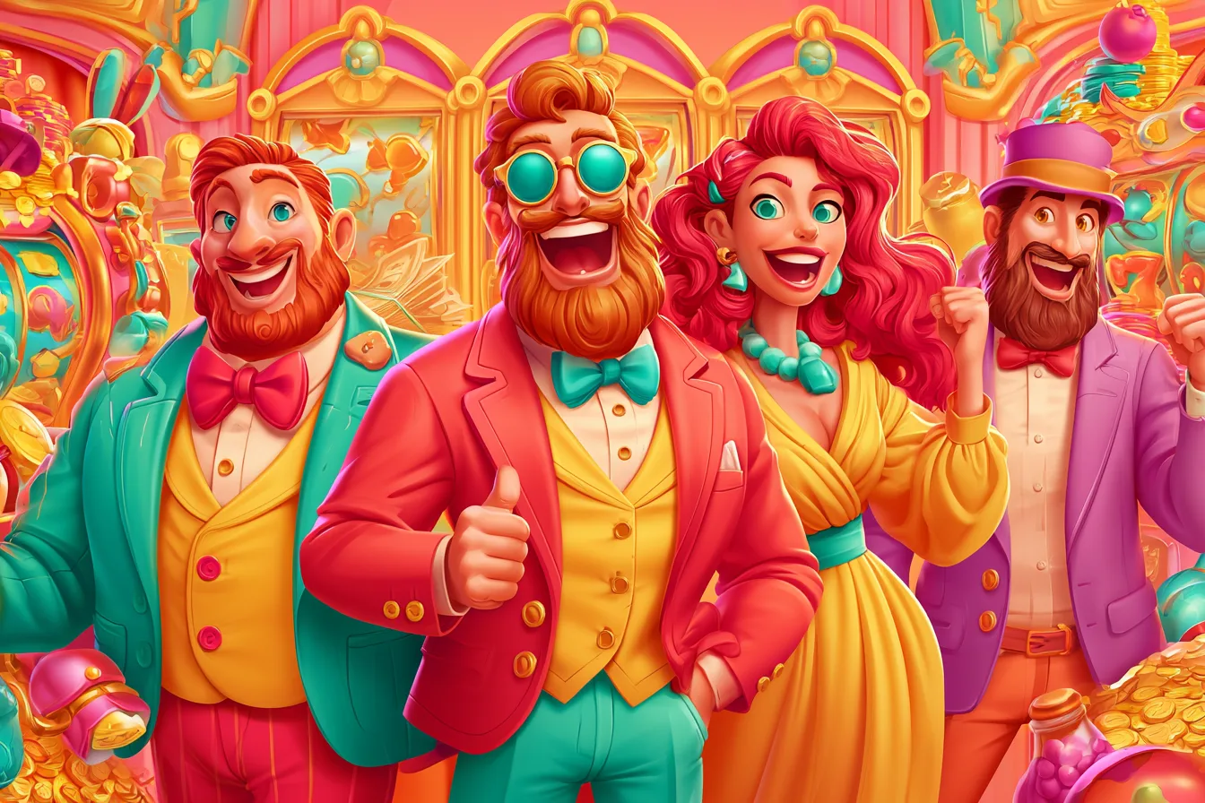 Personaje con móvil en casino brillante